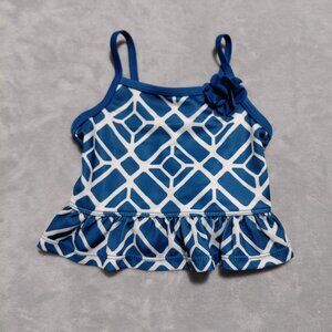 12-18M Blue White Geometric Ruffled Swim Top Crazy 8